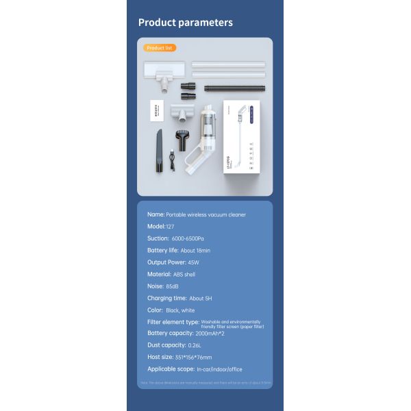 Wireless Stick Handheld Vacuum Cleaner Maximum Runtime 30min Ideal for Garage Cleaning