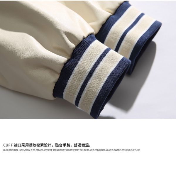 Vintage Spliced Creative Letter Embroidery Stand Collar Baseball Suit for Men's Jackets