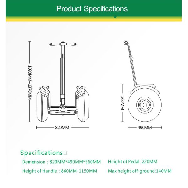 Self Balancing Adult Powerful Electric Scooters Two Wheel Patrol Use 2400w
