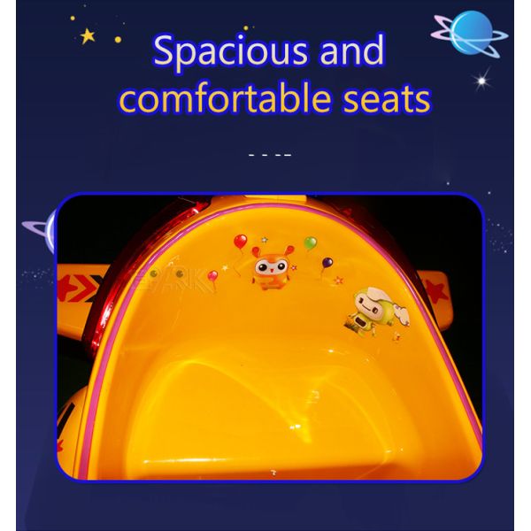 Coin Operated Plastic Material Kids Swing Car Spaceship smiles kiddie ride for sale