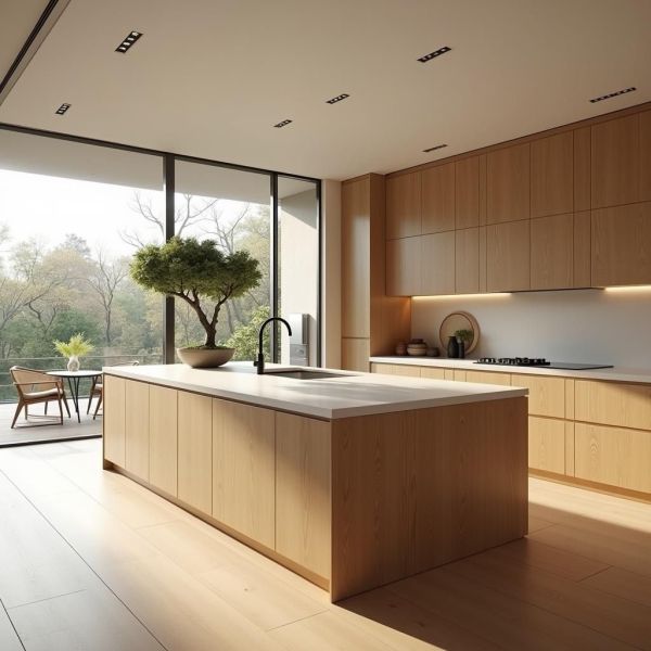 Diseño a medida de estilo americano gabinete moderno original de madera de roble blanco veneer de madera sólida gabinetes de cocina