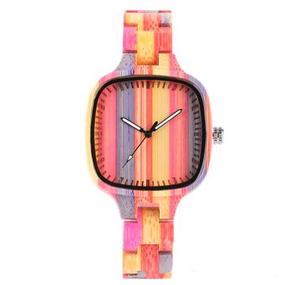Square Case Wooden Japan Movement Quartz Watch With Hard Mineral Glass
