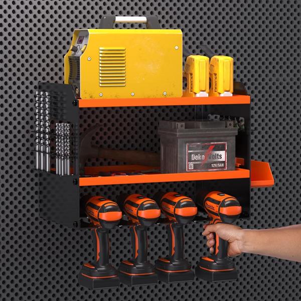 Cordless Drill Charging Station Wall Mount Storage Holder with Screwdriver Organizer