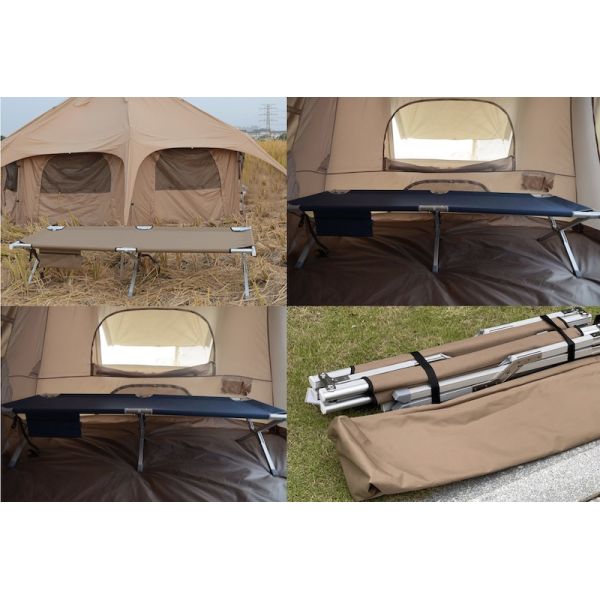 Outdoor Aluminum Tube 1200D Oxford Folding Camp Bed  Khaki Color 190x74x40CM