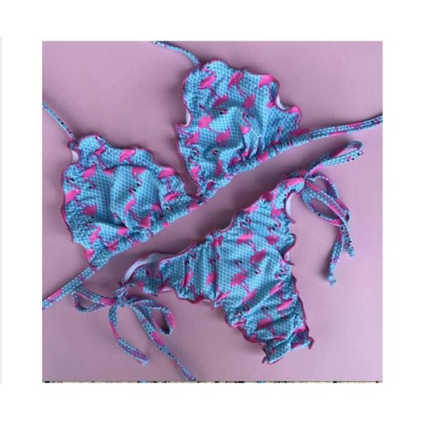Swimwear button 2018 Sexy Bikinis women swimsuit brazilian woman Bandeau Push up Vintage Bikini Set Biquini beachwear