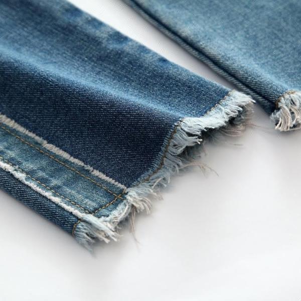 Children Girls Denim Clothes Grinding Trendy Trousers Med Blue Color