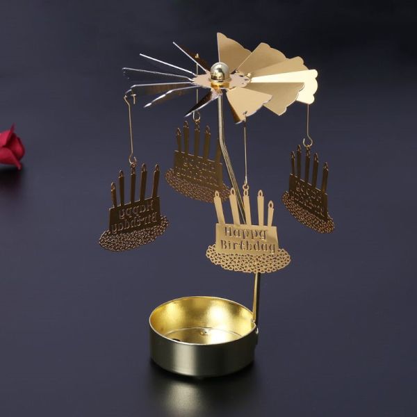 Christmas Santa Claus Snowman Deer Rotary Spinning Carousel Swivel Tealight Candle Holder Stand Tea Light Home Decoratio