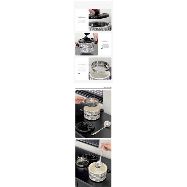 Stainless Steel Strainer Nordic Style Ceramic Bowl for 1000ml Lard-Filled Kitchenware