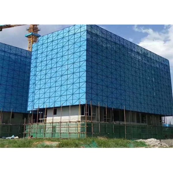 Blue 6mm Mesh Construction Safety Screens High Rise Safety Systems