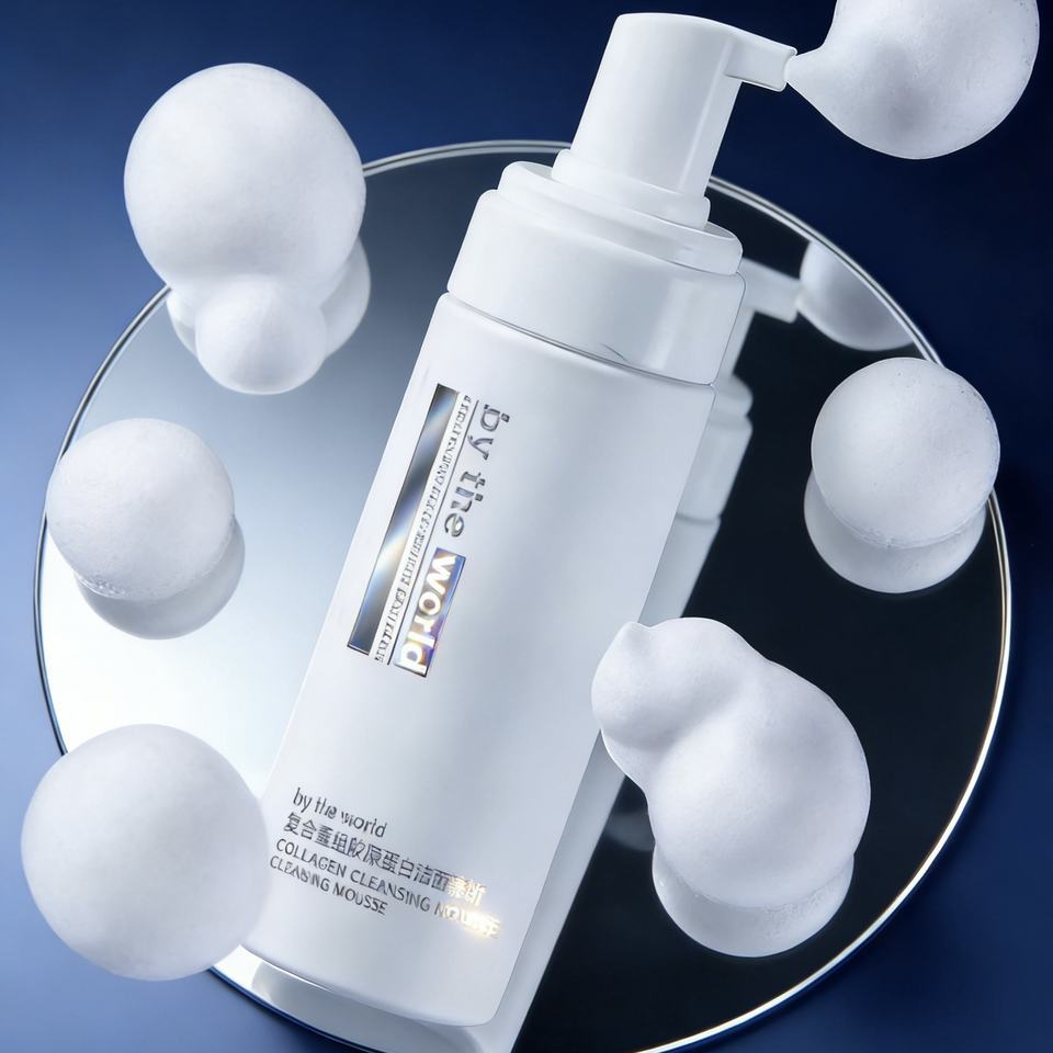 OEM ODM customized facial cleanser Mousse deep pore cleaning amino acid foam facial cleanser contains collagen and elastin