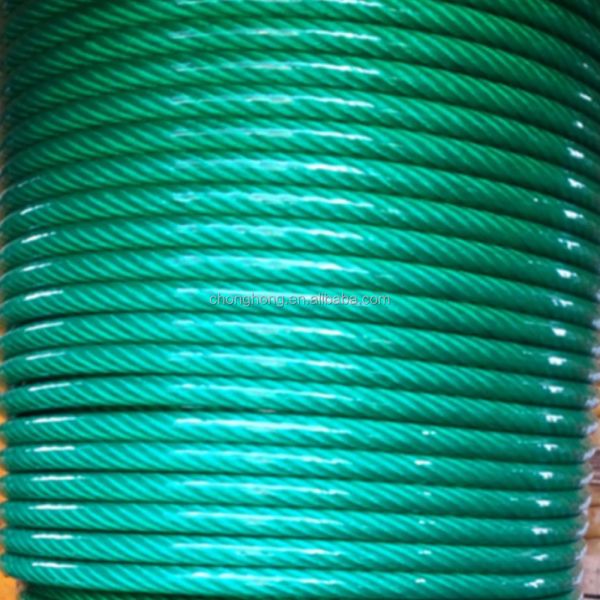 Galvanized PVC PU Coated Steel Cable Plastic Coated Wire Rope with GB Standard Diameter 2mm-38mm 7*19