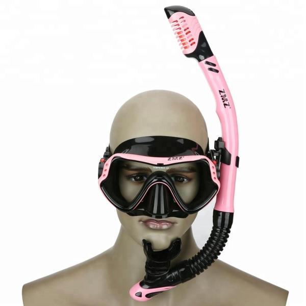 Tempered Glass Lens Scuba Diving Snorkel Mask Set For Youth Adult