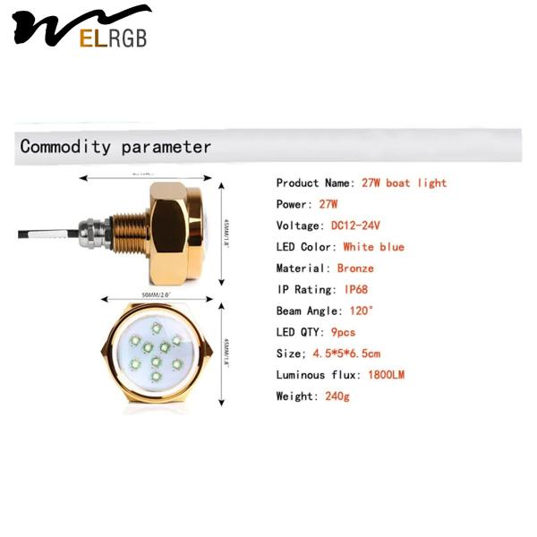 6000K LED Marine Lights Rgb Drain Plug Light Alerta de luz diurna 2700lm