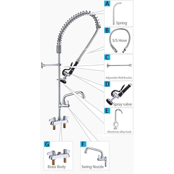 Гибкая предварительная промывка раковины микшерная установка на палубе коммерческая раковина распылитель
