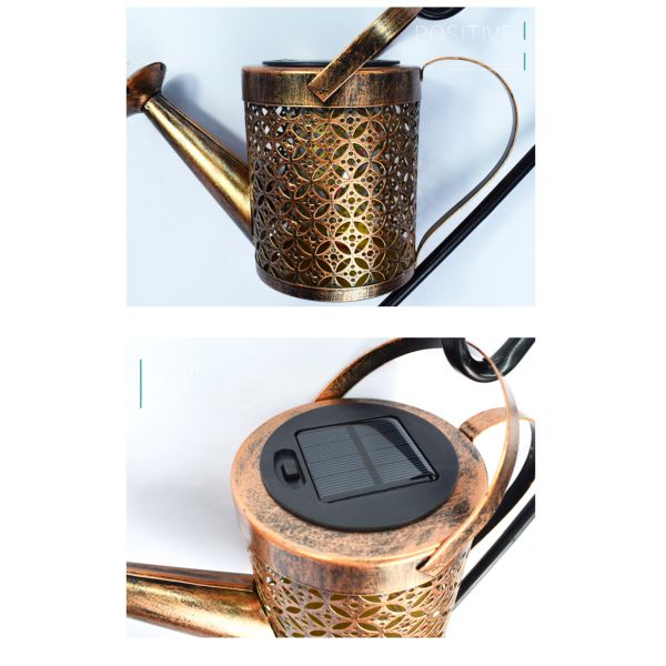 Solar Creative Iron Kettle Shower Floor Lamp for Outdoor Garden Landscape