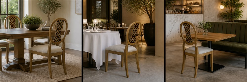 Oval Pierced Back Upholstered Dining Chair CYC-057