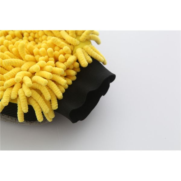 yellow/grey color microfiber plush chenille car cleaning detailing house cleaning wash mitts/gloves