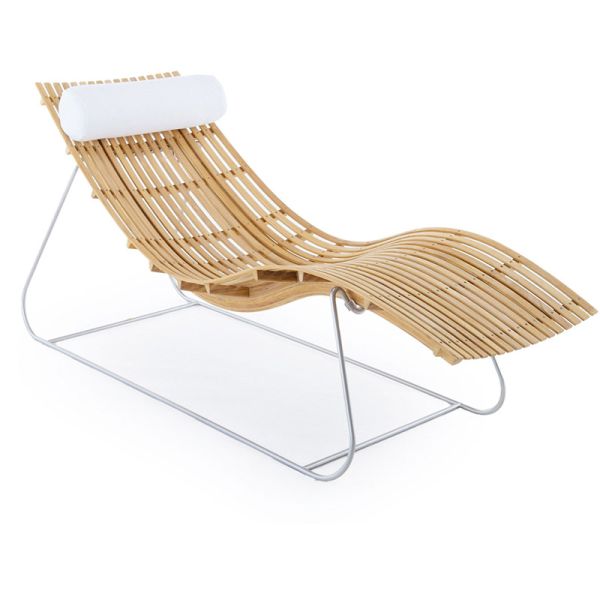 Simple Modern Garden Pool Teak Wood Aluminum Leisure Chair Lounge Bed For Sleeping