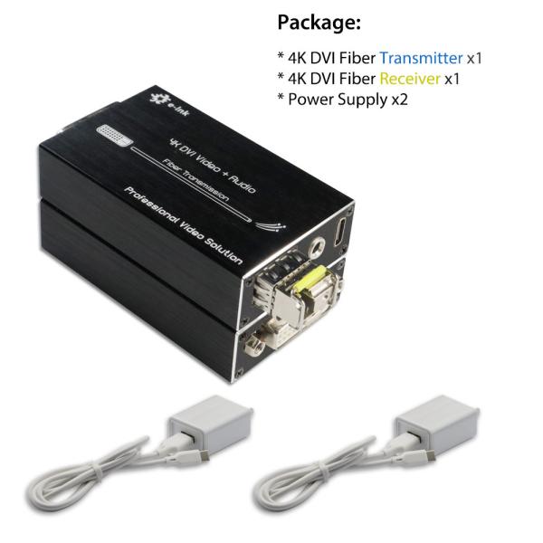 Mini apoio HDCP1.2 do prolongamento DVI 1,0 da fibra de 4K DVI com áudio estereofônico