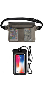 Waterproof Dry Bags Set, Dry Bag with 2 Zip Lock Seals & Detachable Shoulder Strap, Waist Pouch & Phone Case