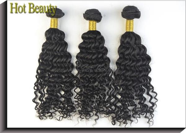 Custom Natural Black Remy Virgin Human Hair Extensions Deep Wave