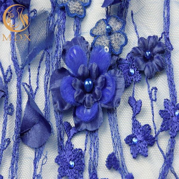 20% Polyester Wedding Lace Fabrics Decoration Floral Embroidered Mesh Fabric