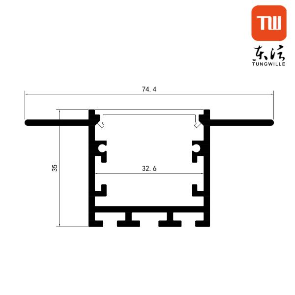 74mm Wide Recessed Led Aluminum Profile Channel Milky PC Cover Led Linear Light