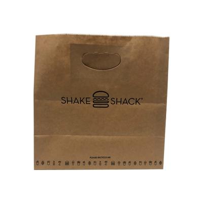 Recyclable Die Cut Handle Paper Bags Food Grade D Handle Kraft Paper Takeaway Bags