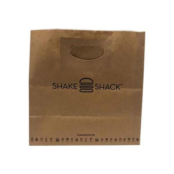 Recyclable Die Cut Handle Paper Bags Food Grade D Handle Kraft Paper Takeaway Bags