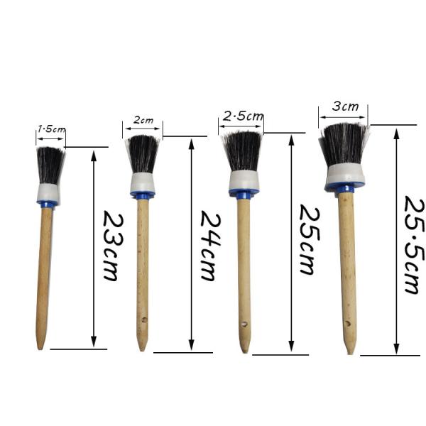 Soft Bristle Car Cleaning Brushes 25cm Wooden Handle Car Detailing Brush