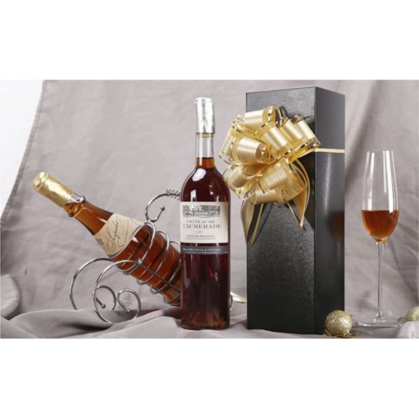 Foldable Embossed Wine Gift Box Packaging , Liquor Bottle Gift Box Cardboard Glossy Black