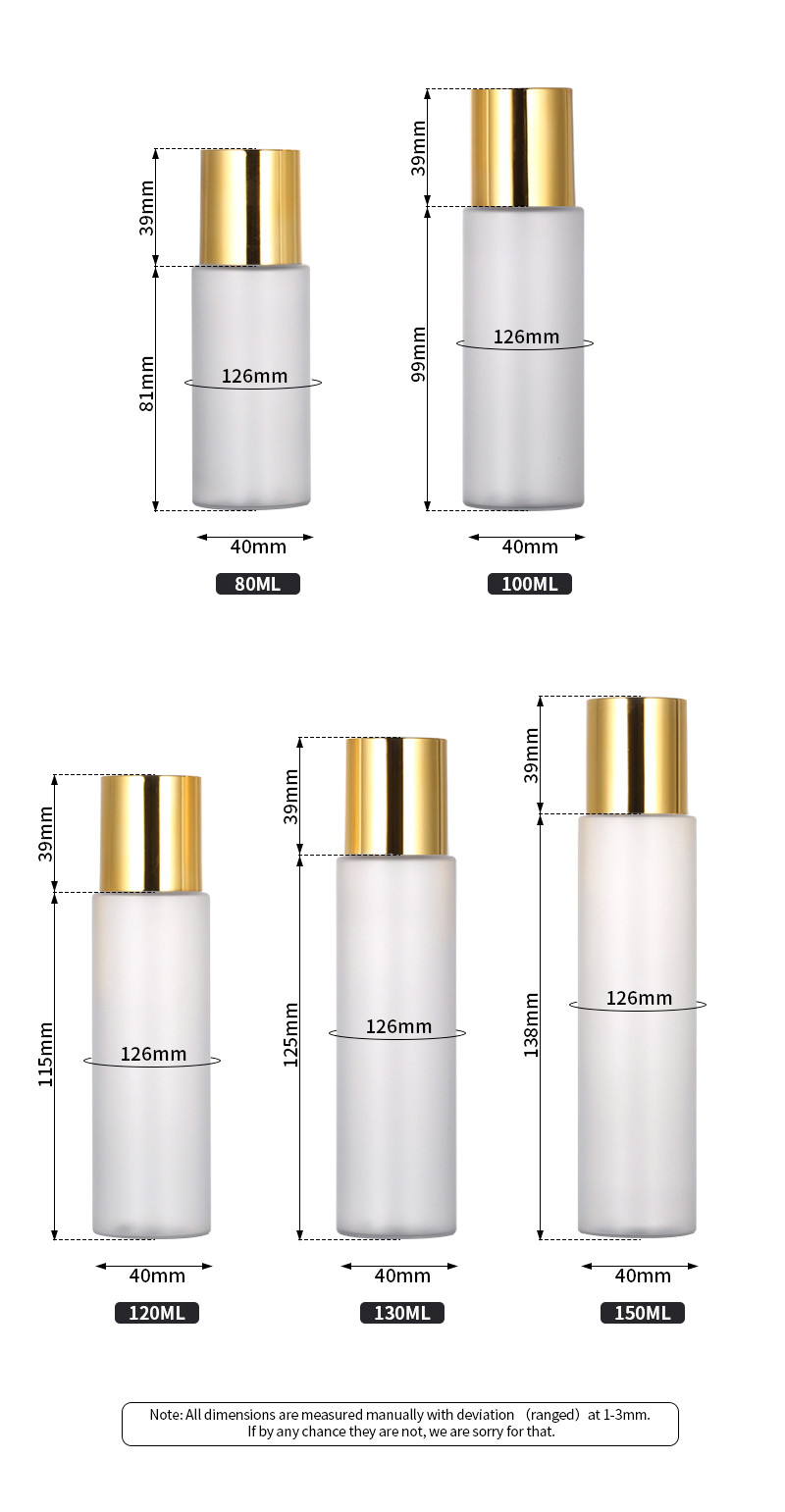 Бутылка тонера лосьона контейнеров 120ML 150ML крышки золота пластиковая косметическая пустая