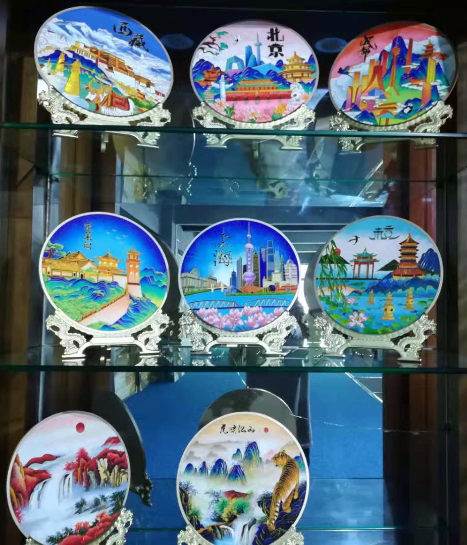Плиты круга металла изготовленного на заказ китайского роскошного Cloisonne красочные