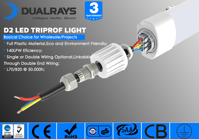 Доказательство пара индустрии серии 40W Dualrays D2 привело светлый свет 0 половой доскы СИД 160LmW к 10V затемняя контроль