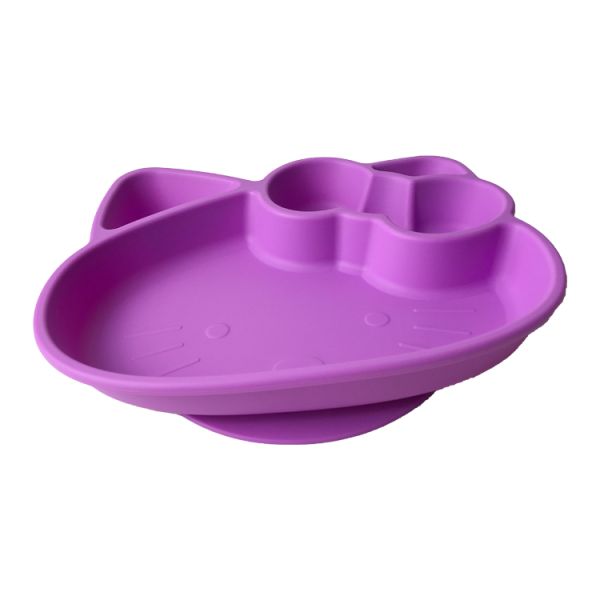 Cartoon Kitten Shape Silicone Feeding Sets Bpa Free Baby Plates