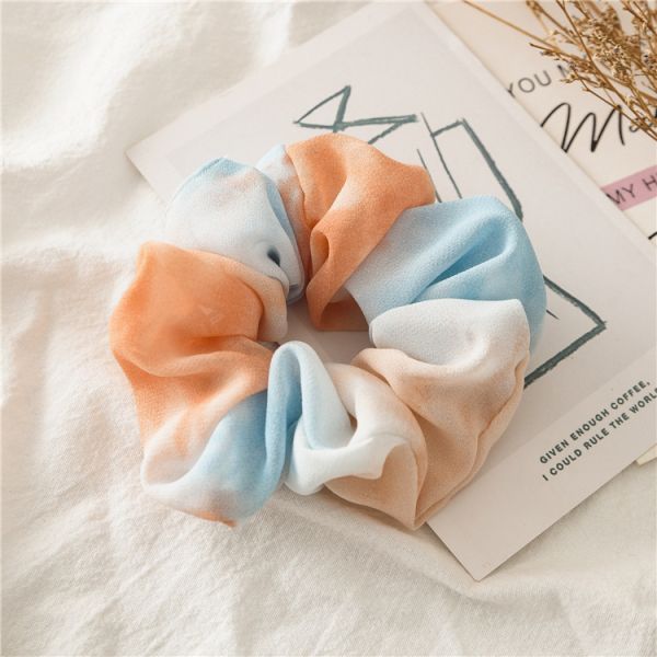 Chiffon tie-dye hairband thin curly hair scrunchie rubber band fabric headstring hair accessories