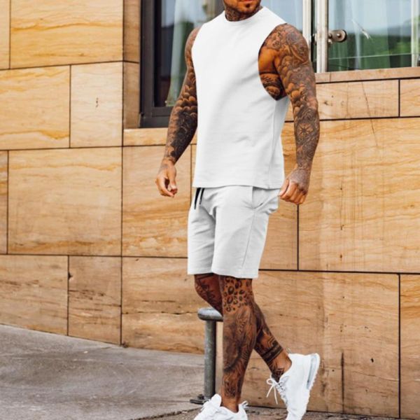 Sleeveless Two Piece Short Set Lounge Workout Clothing Gym Fitness Sets
