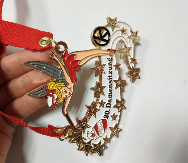 Golden Run glitter medal ,glitter lapel pin , green glitter  Award Medals