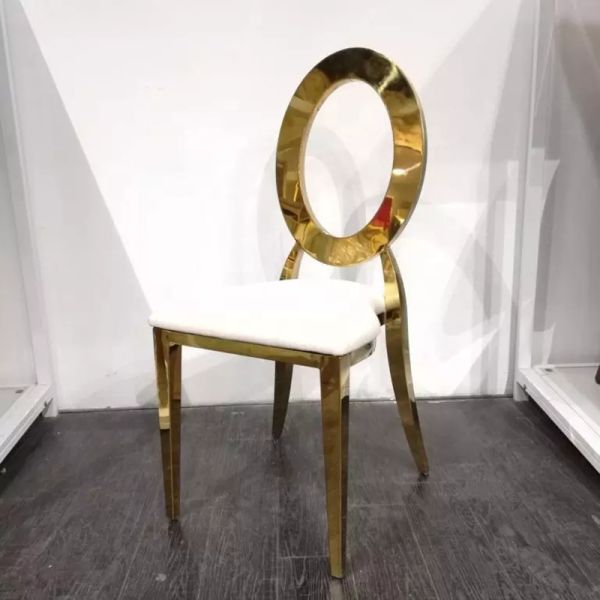 Casual White Metal Wedding Chair Gold Plated Aging Resistance