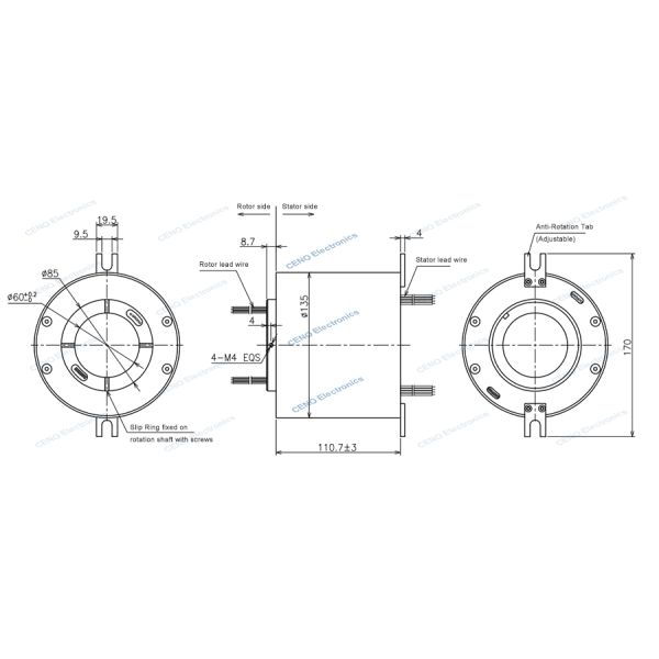 Through Bore Conductive Slilp Ring With 24 Circuits 10A & 3A For Industry