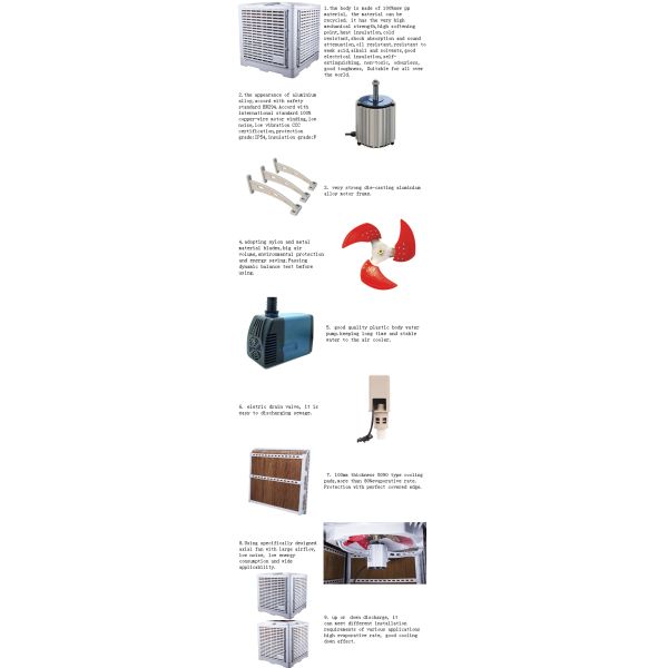 hot sale airflow 30000 m3/h wall mounted evaporative air cooler