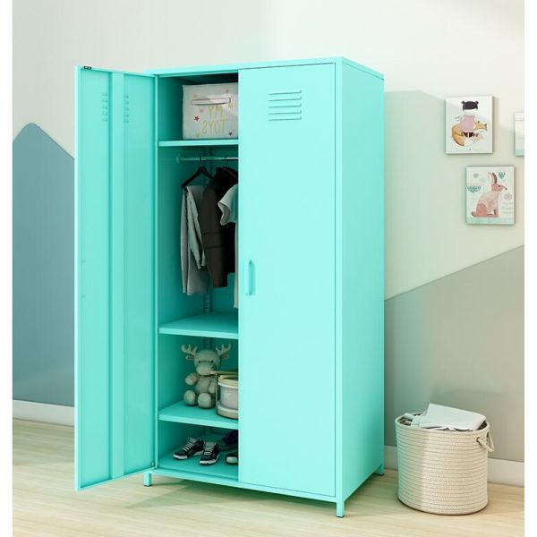 White Armoires 900 Width Metal Wardrobe Cabinet With Feet