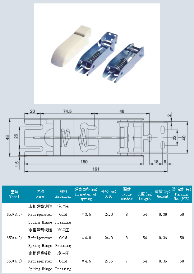 Весна прикрепляет на петлях запасные части холодильника 3.5мм 4.0мм 4.5мм с пластиковой крышкой