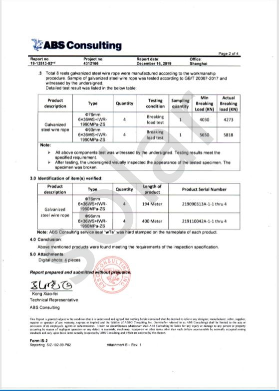 Shanghai Solar Steel Wire Rope & Sling Co., Ltd. Сертификации