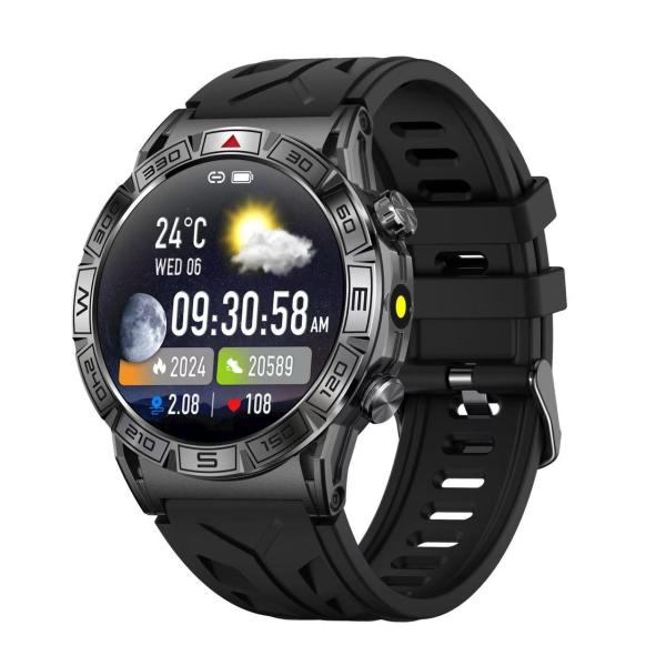 1.43 pouces GPS lampe de poche Smart Watch Surveillance de la santé 107 Sports Mode Android IOS Sports