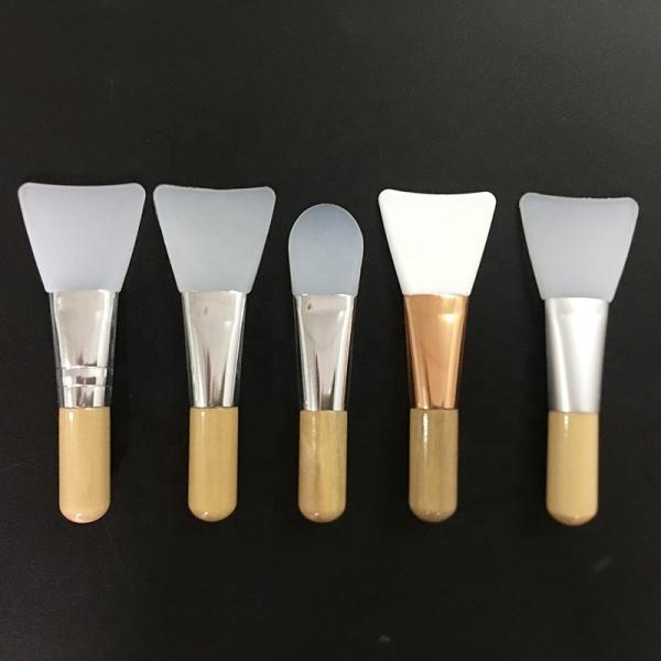 Single Eco Vegan Flat Makeup Brush Bamboo Wood Handle Silicon Facial Mask Brush