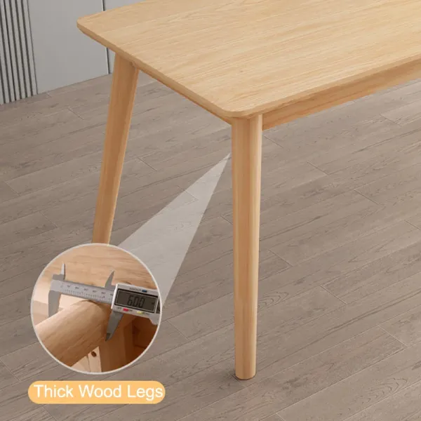 4-Person Modern Solid Wood Dining Table Set Rectangular No Turntable Adjustable Height Ideal for Living Room and Kitchen