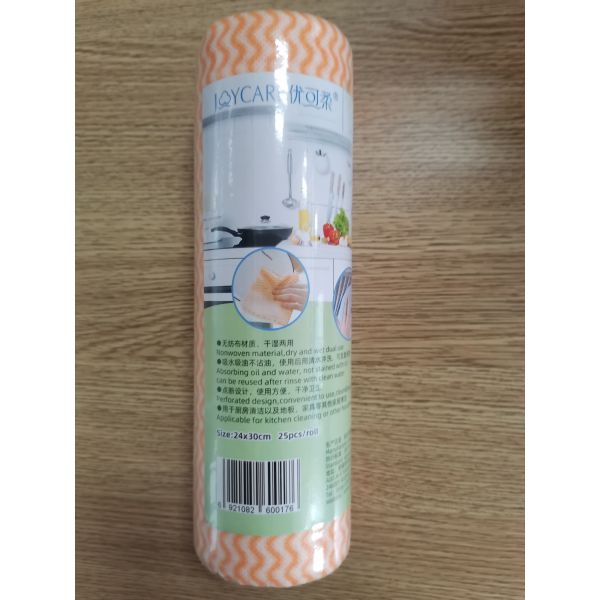 60gsm Orange Wave Stripe 24x30cm Disposable Cleaning Cloth For Kitchen