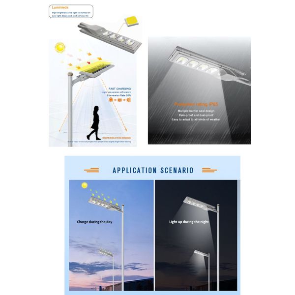 600lm 10AH All In One Solar Street Light , 6500K Solar Panel Road Light
