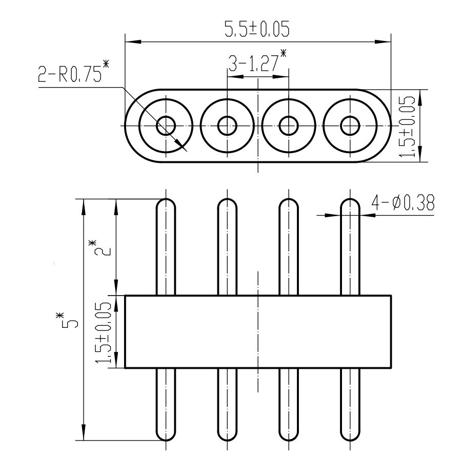 4 герметически закрыванных Pin соединителя заголовка Pin DC соединителей Multi с полной подсказкой радиуса